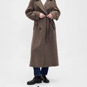 GAP Wool Blend Herringbone Trench Coat